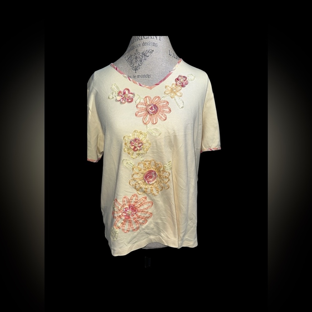 Floral Embroidered Yellow Top